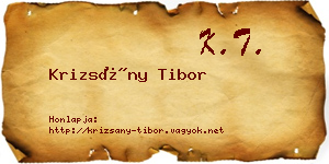 Krizsány Tibor névjegykártya